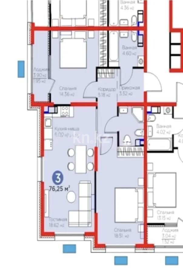 Продажа 3-комнатной квартиры, 77 м² в Алматы