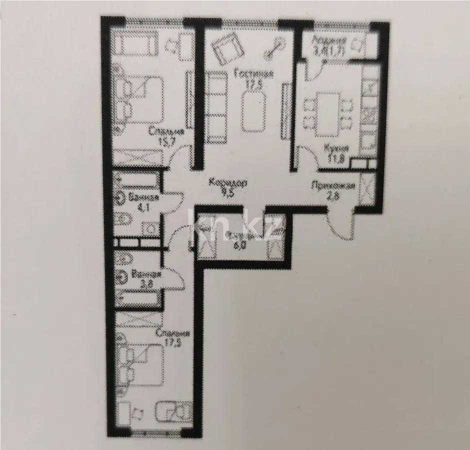 Продажа 3-комнатной квартиры, 90.4 м², ул. Рыскулова, дом  2б/1 в Алматы