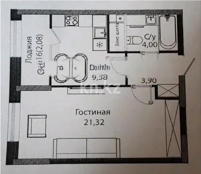 Продажа 1-комнатной квартиры, 40.88 м², ул. Бухар жырау, дом  12/2 в Астане