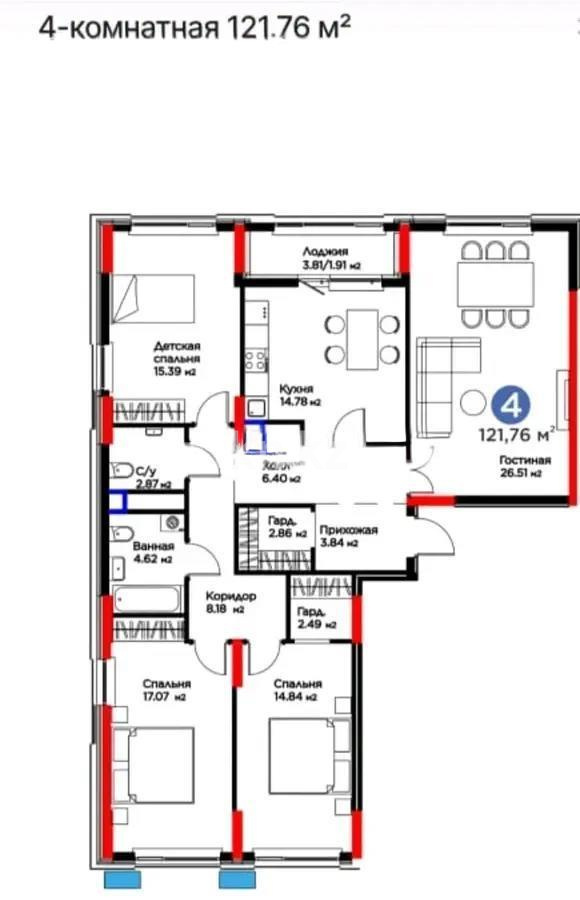 Продажа 4-комнатной квартиры, 122 м² в Астане - фото 3