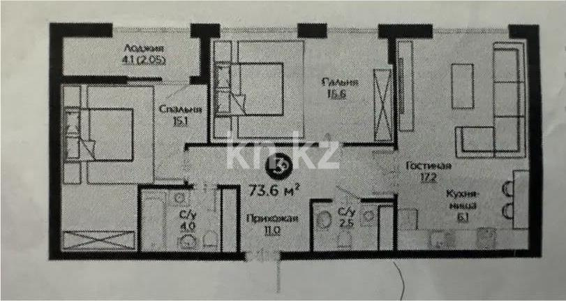 Продажа 3-комнатной квартиры, 73.6 м² в Астане