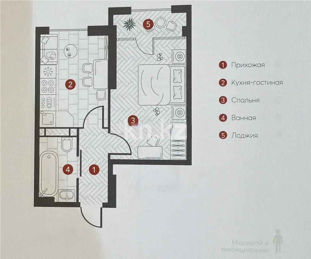 Продажа 1-комнатной квартиры, 42 м² в Алматы