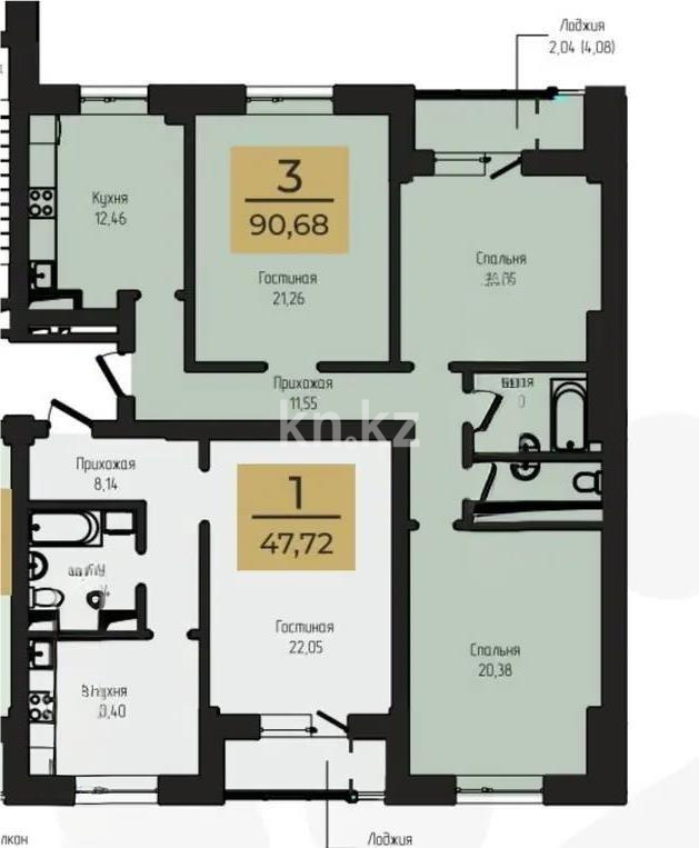 Продажа 3-комнатной квартиры, 91 м² в Астане