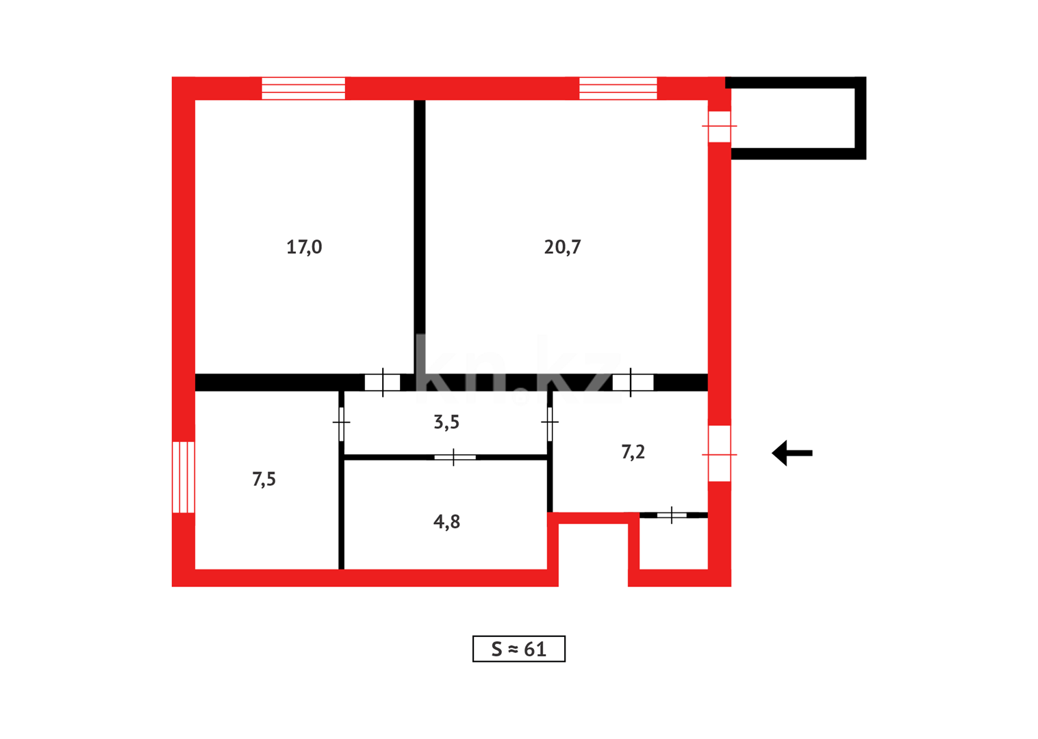 Продажа 2-комнатной квартиры, 60 м² в Темиртау - фото 15