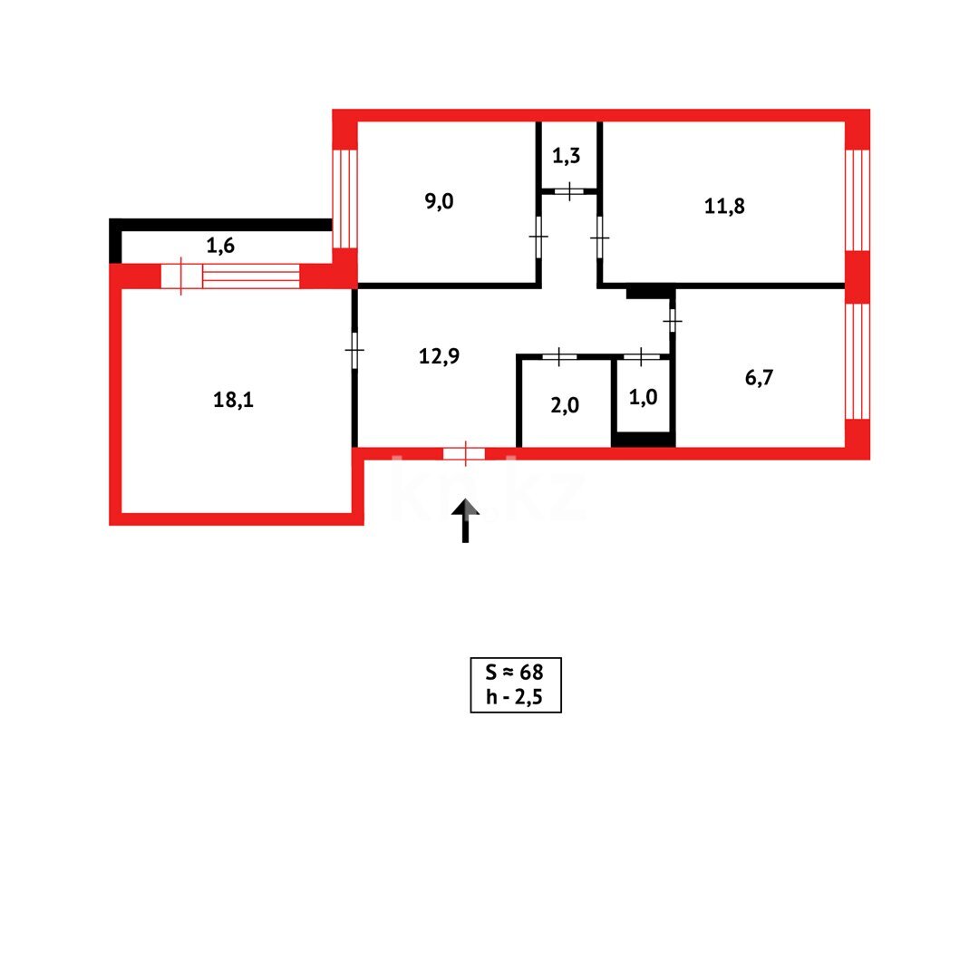 Продажа 3-комнатной квартиры, 68 м² в Караганде - фото 6