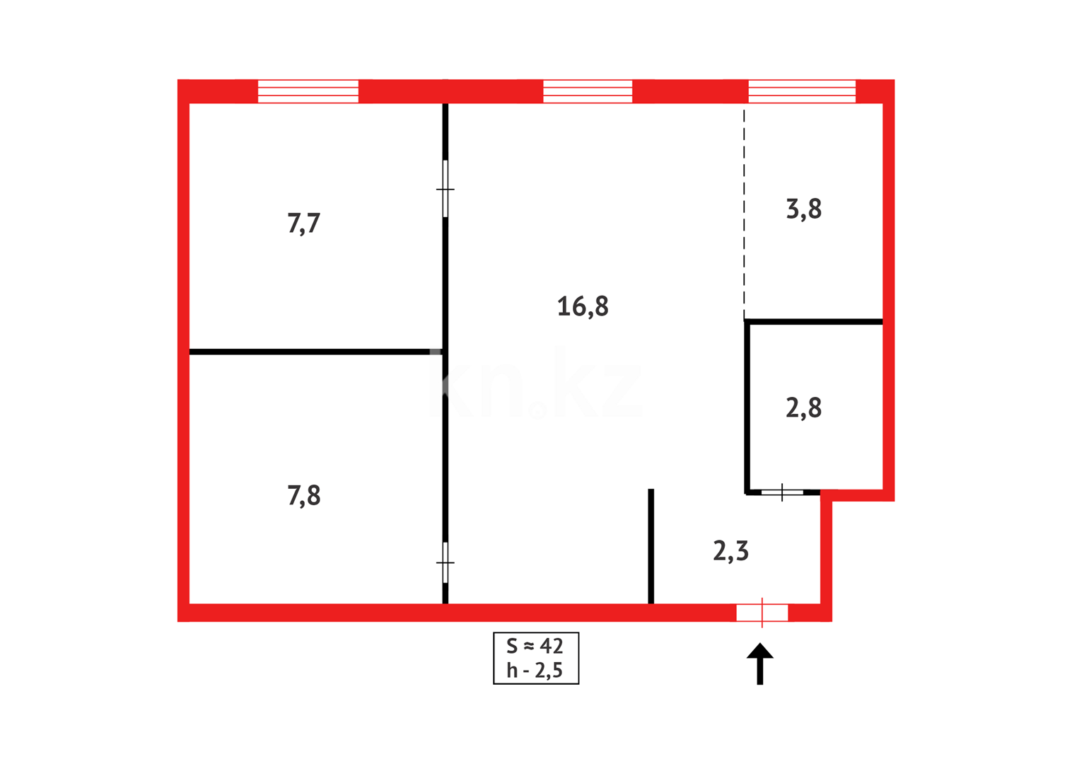 Продажа 3-комнатной квартиры, 41 м², ул. Алиханова в Караганде - фото 7