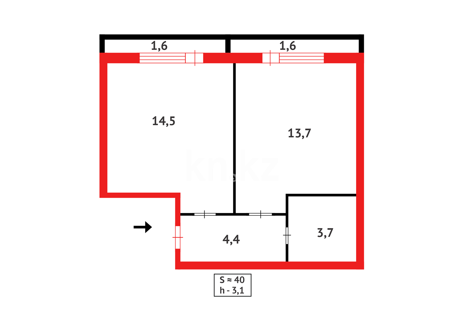 Продажа 1-комнатной квартиры, 39 м², ул. Муканова в Караганде - фото 4
