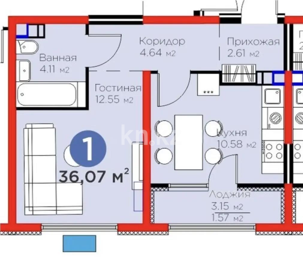 Продажа 1-комнатной квартиры, 37 м² в Алматы