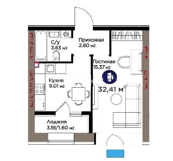 Продажа 1-комнатной квартиры, 33 м² в Астане