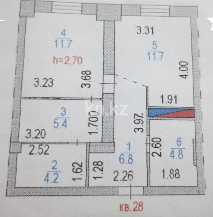 Продажа 2-комнатной квартиры, 44.6 м² в Астане