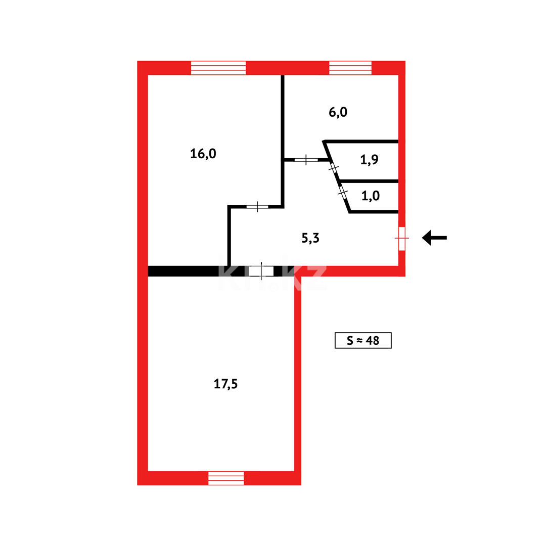 Продажа 2-комнатной квартиры, 48 м², мкр-н 15 в Караганде - фото 12