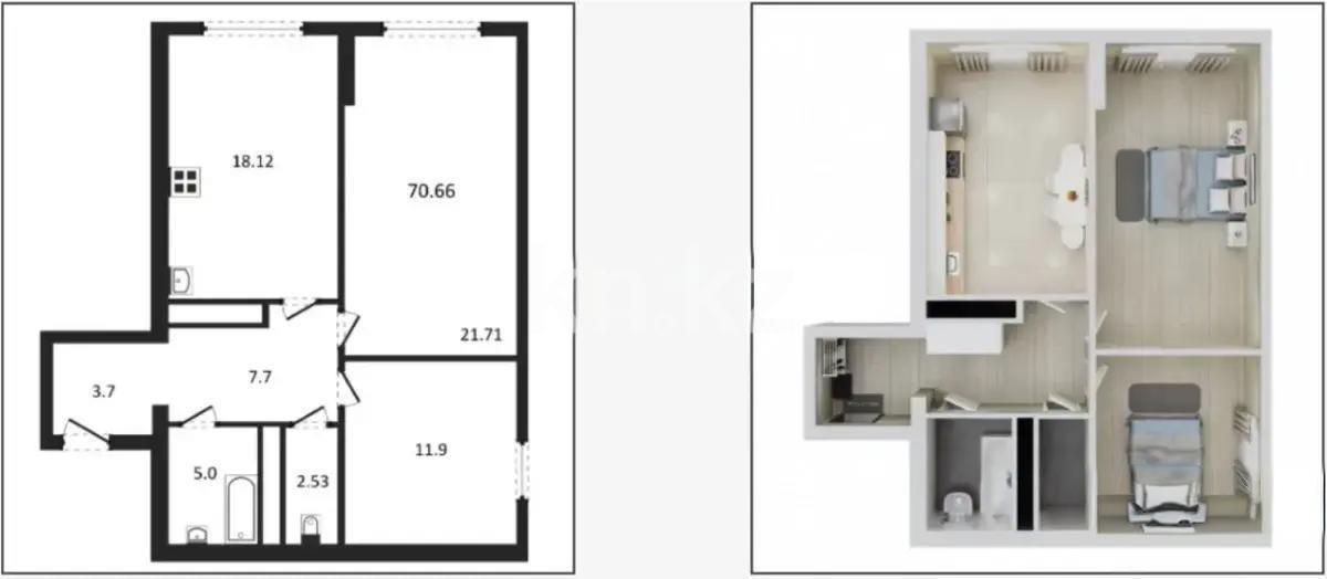 Продажа 3-комнатной квартиры, 72 м², ул. Момышулы, дом  100 стр в Алматы - фото 2