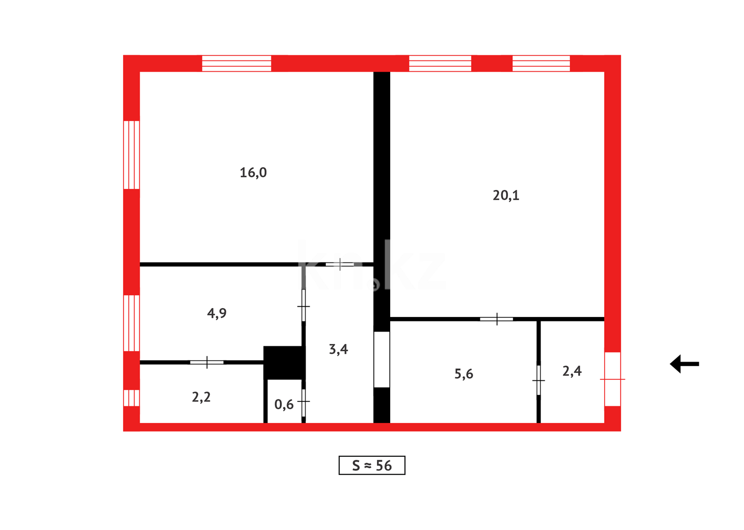 Продажа 2-комнатной квартиры, 55 м² в Темиртау - фото 11