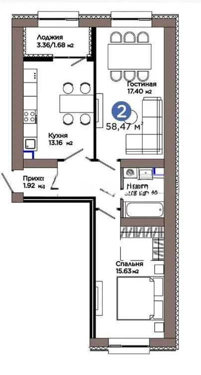 Продажа 2-комнатной квартиры, 58 м² в Астане - фото 3