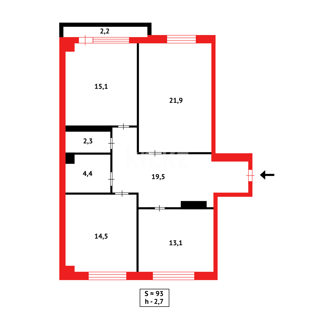 Продажа 3-комнатной квартиры, 95.2 м² в Астане - фото 11
