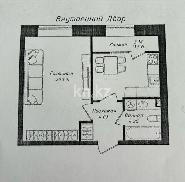 Продажа 1-комнатной квартиры, 40.4 м² в Астане