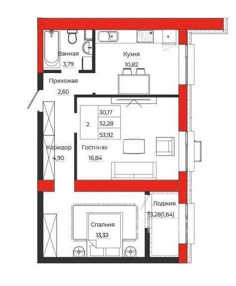 Продажа 2-комнатной квартиры, 54 м², ул. Айтматова, дом  21 стр в Астане