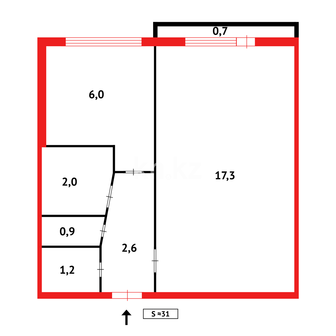 Продажа 1-комнатной квартиры, 30 м², ул. Муканова в Караганде - фото 9
