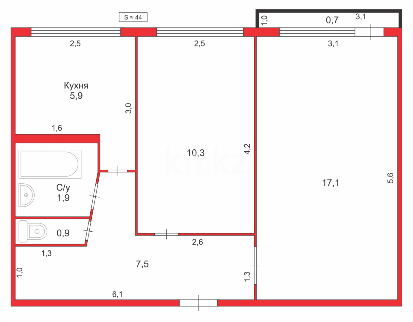 Продажа 2-комнатной квартиры, 44 м², ул. Металлистов, дом  28 в Караганде - фото 10