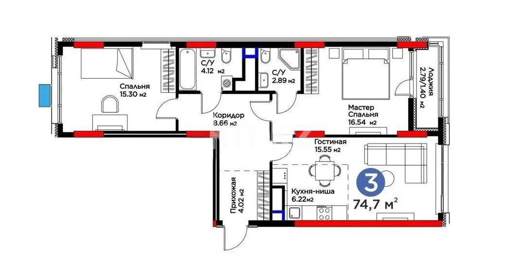 Продажа 3-комнатной квартиры, 75 м² в Астане - фото 5