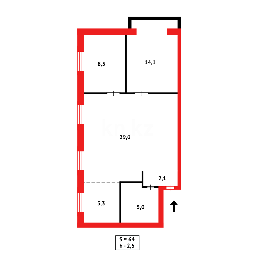 Продажа 4-комнатной квартиры, 64 м² в Караганде - фото 14