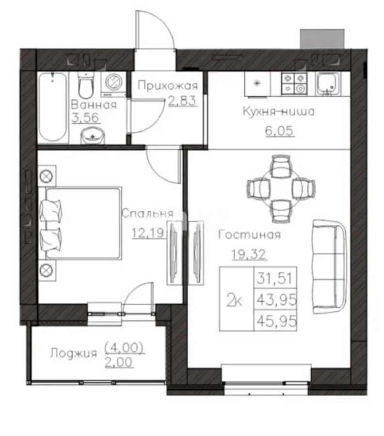 Продажа 2-комнатной квартиры, 45 м², ул. Нажимеденова, дом  52б в Астане - фото 4