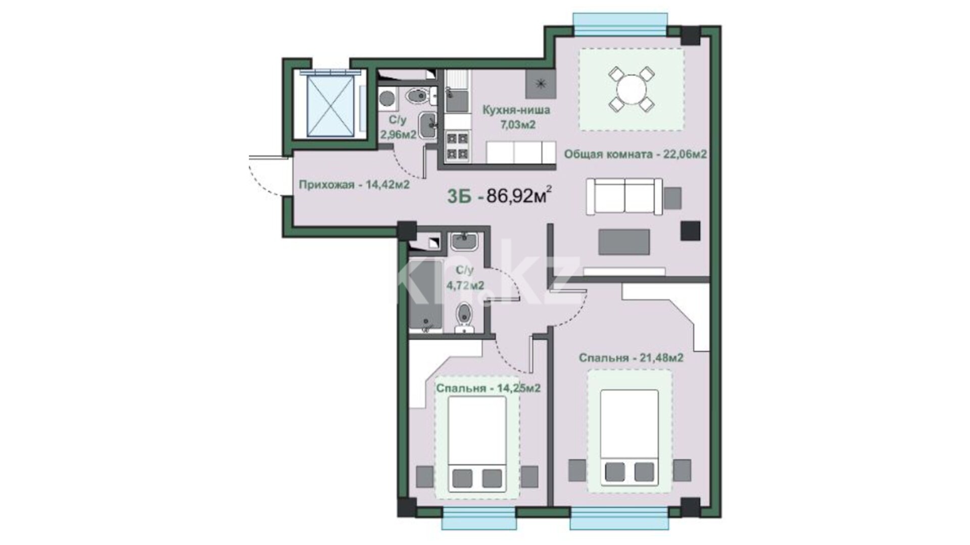 ЖК Атмосфера, 2-комнатная, цена 50 769 972 ₸, 584 100 ₸&nbsp;/&nbsp;м²