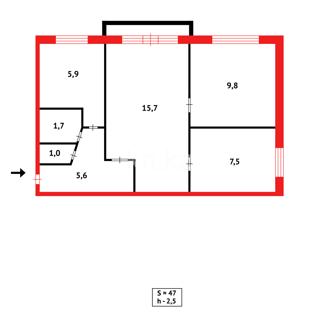 Продажа 3-комнатной квартиры, 47 м², мкр-н 16 в Караганде - фото 10