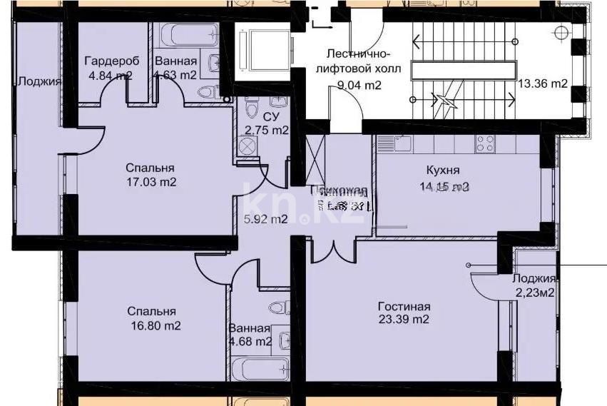 Продажа 3-комнатной квартиры, 106 м², пр. Улы Дала, дом  66/1 в Астане - фото 2