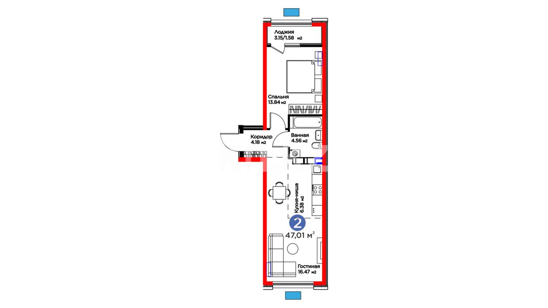ЖК Arena City. Life, 2-комнатная, цена 35 774 610 ₸, 761 000 ₸&nbsp;/&nbsp;м²