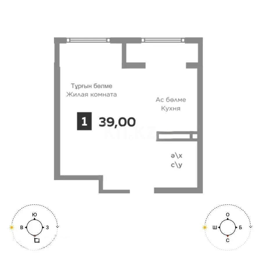 Продажа 1-комнатной квартиры, 38.3 м² в Алматы