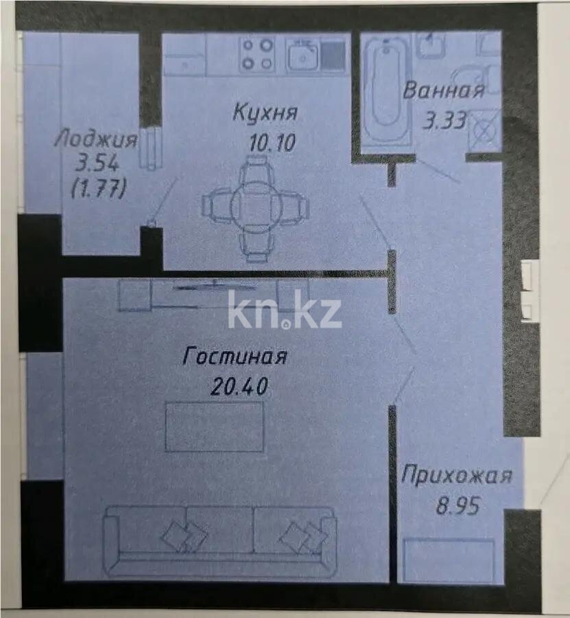 Продажа 1-комнатной квартиры, 44.55 м² в Астане