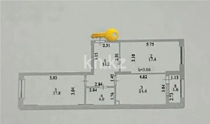 Продажа 3-комнатной квартиры, 68 м² в Астане