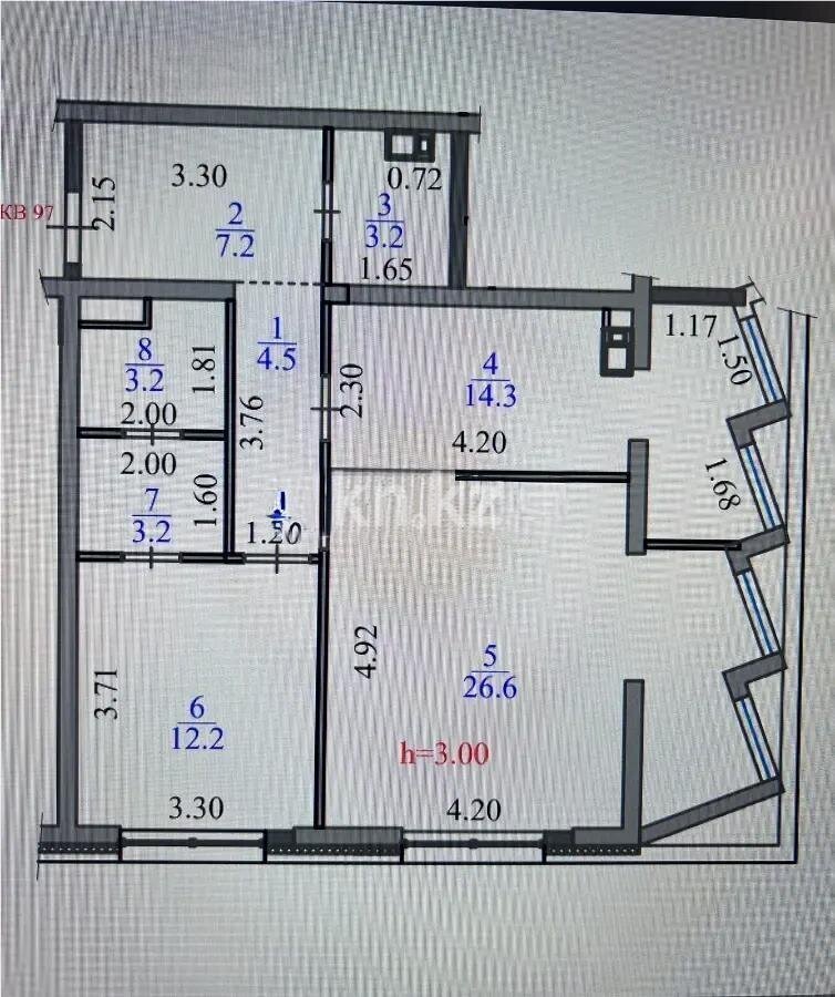 Продажа 2-комнатной квартиры, 74.4 м² в Алматы
