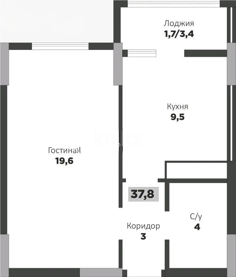 Продажа 1-комнатной квартиры, 37.8 м² в Астане
