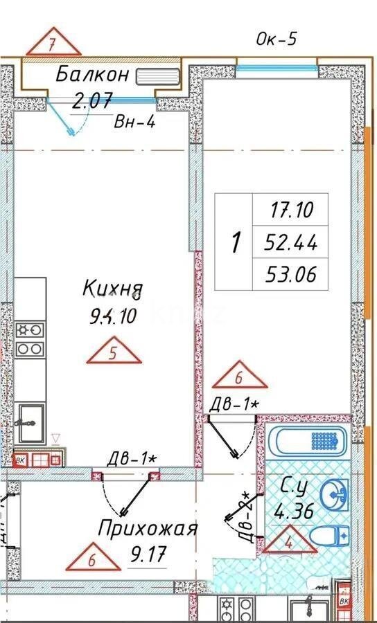Продажа 2-комнатной квартиры, 54.87 м² в Алматы
