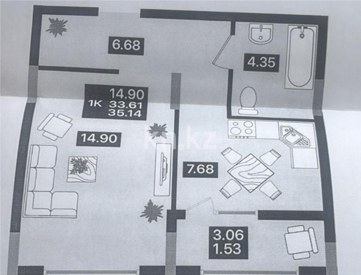 Продажа 1-комнатной квартиры, 35 м² в Астане - фото 3