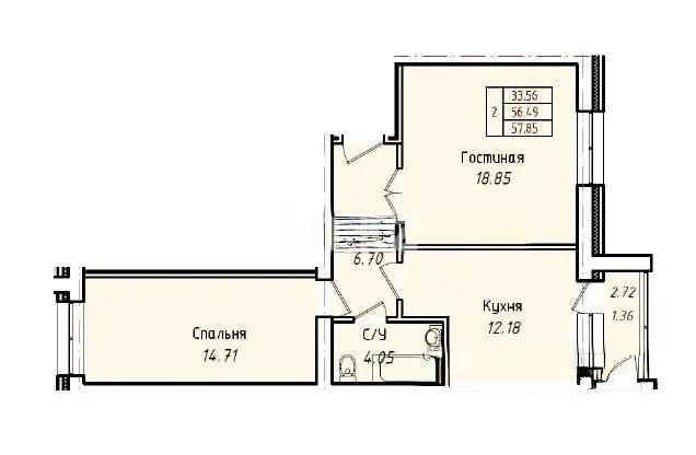 Продажа 2-комнатной квартиры, 57.85 м² в Астане - фото 4