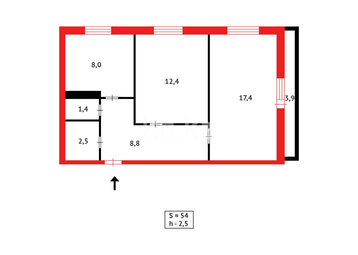 Продажа 2-комнатной квартиры, 54 м² в Темиртау