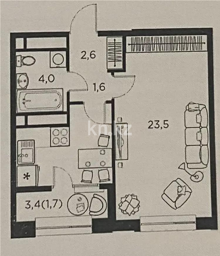 Продажа 1-комнатной квартиры, 42 м² в Алматы - фото 3
