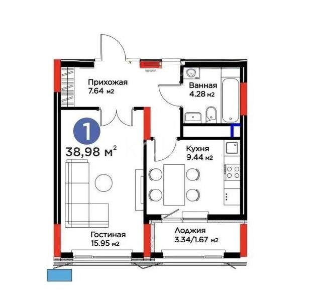 Продажа 1-комнатной квартиры, 39 м² в Астане