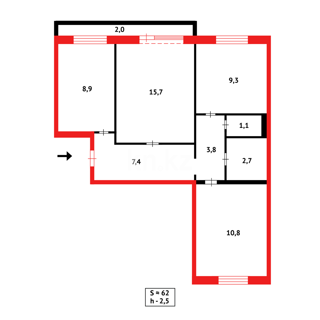 Продажа 3-комнатной квартиры, 63 м² в Караганде - фото 9
