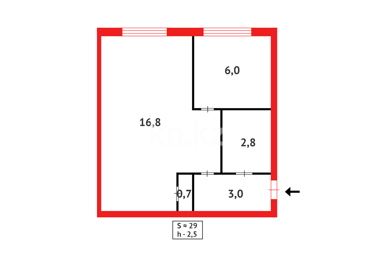 Продажа 1-комнатной квартиры, 28 м², мкр-н 14, дом  20а в Караганде - фото 4