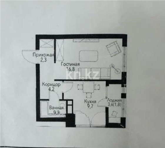 Продажа 1-комнатной квартиры, 38.6 м² в Алматы