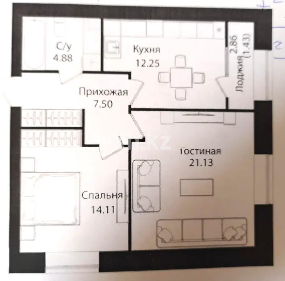 Продажа 2-комнатной квартиры, 61.2 м² в Астане - фото 7