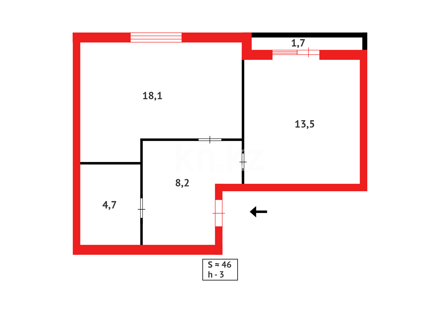 Продажа 2-комнатной квартиры, 46 м² в Караганде - фото 12