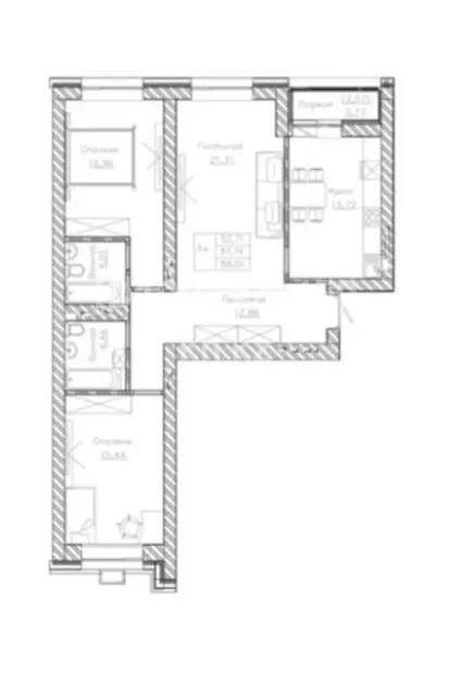 Продажа 3-комнатной квартиры, 89.8 м², ул. Нарикбаева, дом  14 в Астане