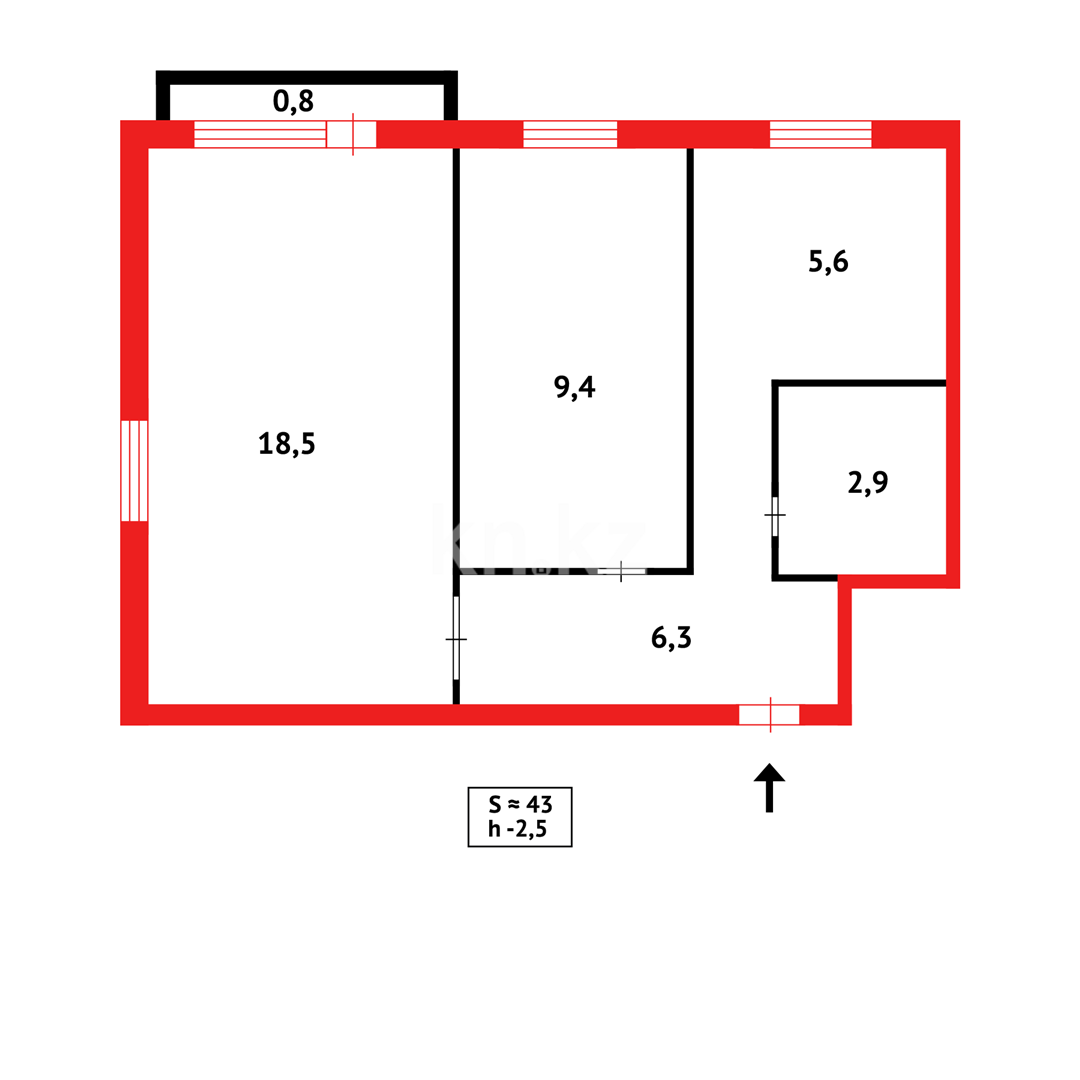 Продажа 2-комнатной квартиры, 44 м², ул. Абая в Темиртау - фото 11