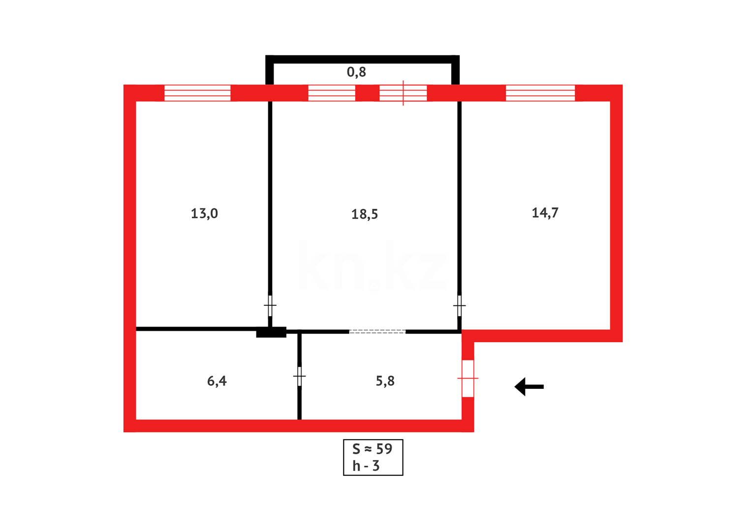 Продажа 2-комнатной квартиры, 59 м², пр. Республики в Темиртау - фото 20