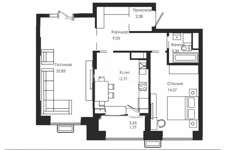 Продажа 2-комнатной квартиры, 65.7 м², ул. Бокейхана, дом  52 в Астане